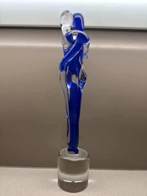 Grote Murano glazen sculptuur “Lovers / Amanti” – blauw & helder – 41,7 cm – decoratieve objecten, Glass (photo 2 of 15)