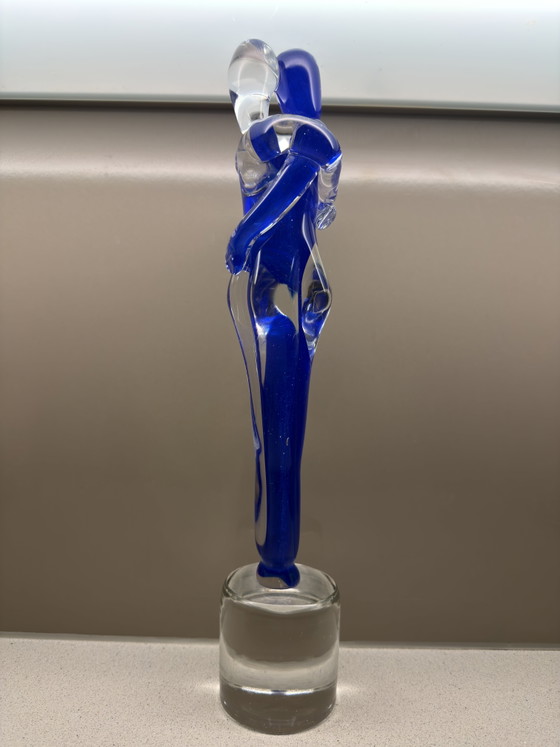 Grote Murano glazen sculptuur “Lovers / Amanti” – blauw & helder – 41,7 cm – Decoratieve objecten, Glass (photo 2 of 15)