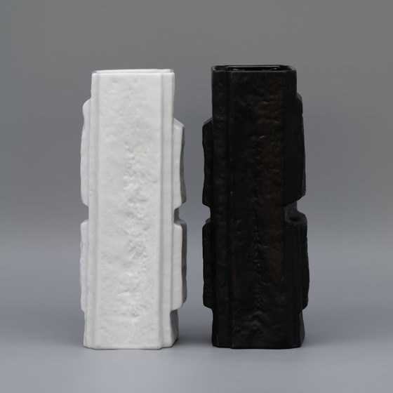 Image 1 of Rosenthal Studio Line Op Art Bisque Porcelain Vase DUO Martin Freyer 18 cm WGP