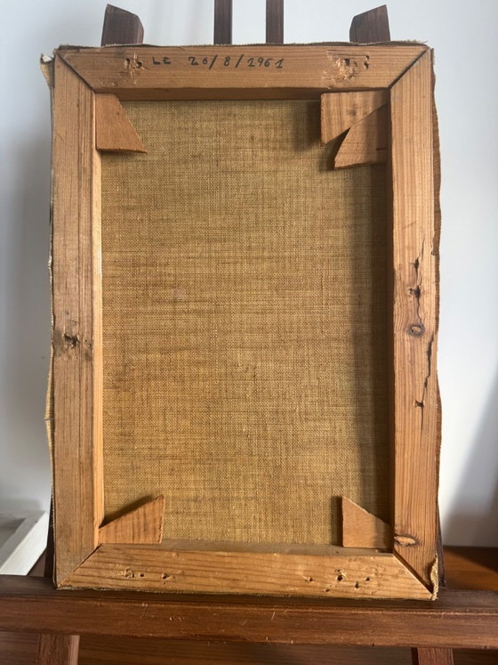 Antiek olieverfschilderij op canvas (1961) – Schilderijen & Tekeningen, Wood (photo 5 of 9)