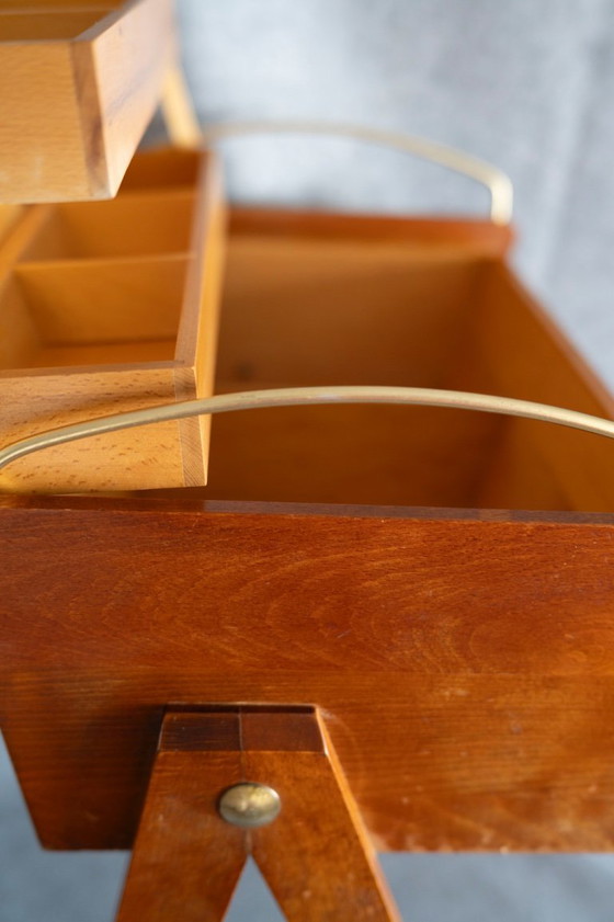 Image 1 of 1960 Vintage - Table de couture Armoire à couture Commode de couture Boîte à couture