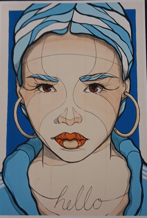 El Bocho - Hallo in blauw - Mini - Giclée - met de hand gesigneerd