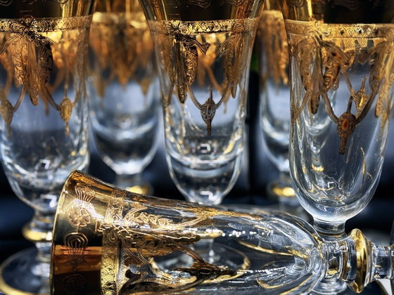 Image 1 of SC Line Art Glassware – Set of 6 crystal glasses decorated in 24k gold 