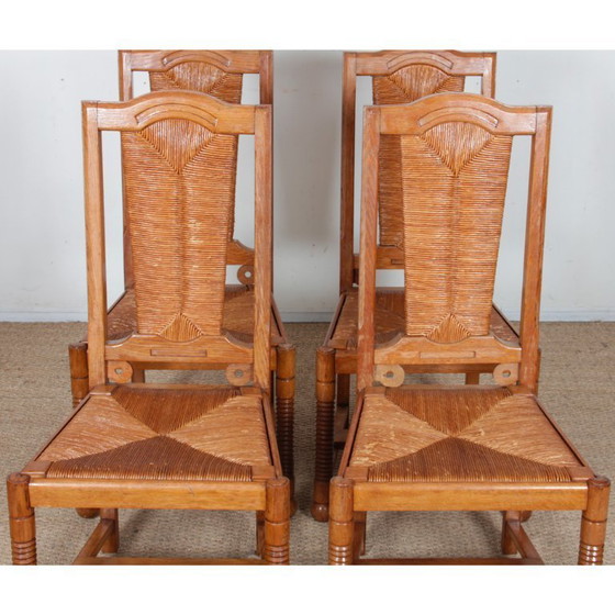 Image 1 of Set van 6 stoelen in de stijl van Charles Dudouyt, 1950.