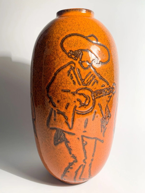 Jarrón de cerámica naranja Arcore con detalle decorativo de los años 80 – Jarrones (photo 9 of 10)
