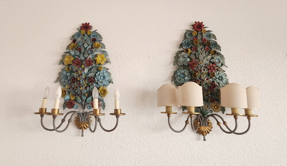 Set di 3 applique da parete CIANI Firenze, dipinte e forgiate a mano, applique fiorentine "Bouquet – Metal (photo 14 of 15)