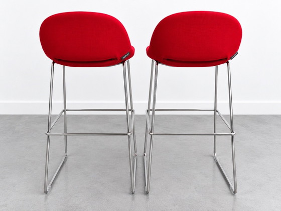 2x Artifort Beso Barhocker/Barhocker, Stoff, Chrom, Rot, Modern (Foto 5 von 12)