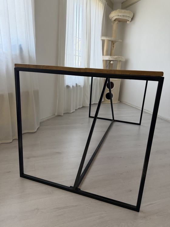 Image 1 of Oak table with metal frame 169x78x75 cm