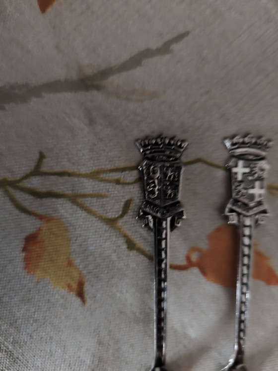 Vintage 6-piece silver-plated souvenir pastry forks, Cutlery Sets, Metal (photo 2 of 5)
