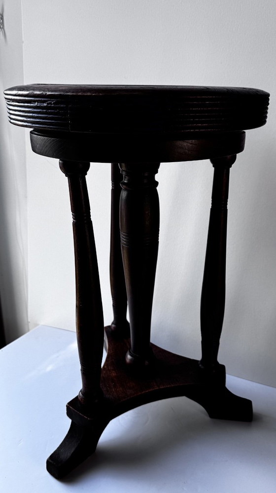 Tabouret de piano Art Déco en chêne massif, vers 1930 – Textile (photo 9 of 10)