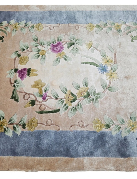 Image 1 of Handgeknoopt Oriental Zijde tapijt floral China NEW 93x152cm