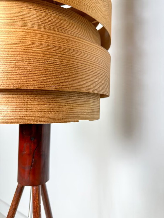 Image 1 of Lampada da terra danese vintage in legno di bengala e teak anni '60