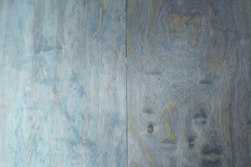 Vintage Mid-Century Modern Italian Turquoise Streamline Sideboard in Birch, 1960s