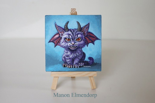 Unique Hand-painted Fantasy Art Painting Cat