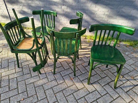 6x Sedie da caffè verdi vintage💚Stile Thonet – Sedie da pranzo, Legno (photo 10 of 10)
