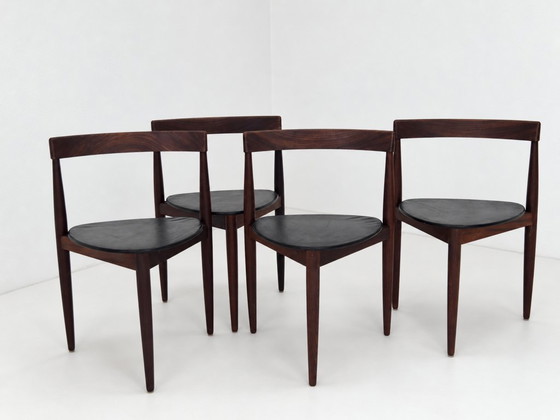 Roundette Teak Dining Chairs By Hans Olsen For Frem Rojle, 1960s Set Of 4 – Leather, Wood (photo 2 of 16)