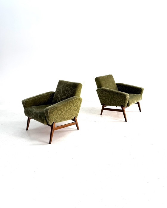 Set of 2 Vintage Armchairs, 1960s – Wood, Textile (photo 12 of 13)