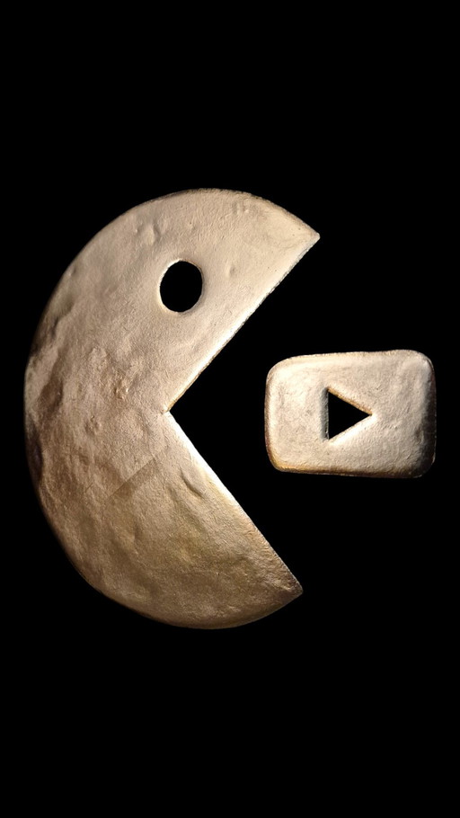 23kt Goud PacTube Kunstwerk Verguld in Lijst 80s en 90s Collectie