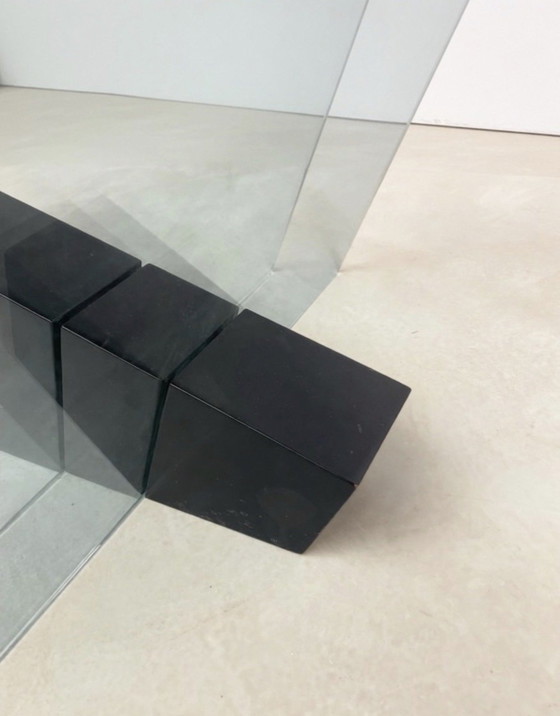 Rare Italian 1980s Post-Modern Coffee Table – Glass, Wood (photo 3 of 7)