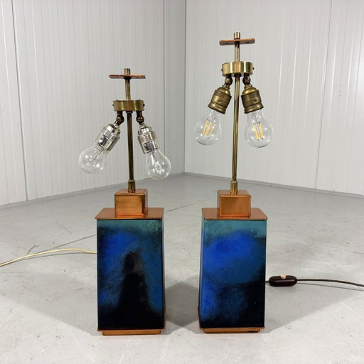 Set of 2 large table lamp bases from the 1960s-70s