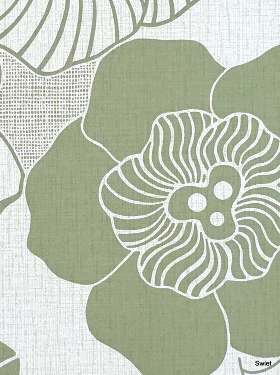 14293 Vintage Floral Wallpaper Olive Green White Retro – Wall decoration (photo 2 of 7)
