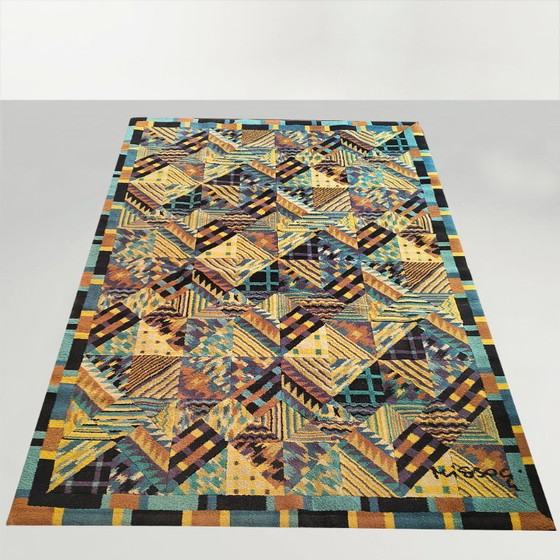 1980s Missoni geometrisch patroon vloerkleed, Multi Color, Vloerkleden en tapijten, Textiel, Geel, Abstract (foto 2 van 14)