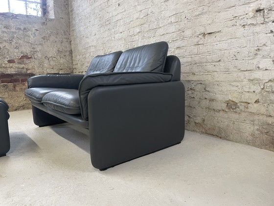 Image 1 of De Sede DS 61 Bank met poef grijs leer vintage