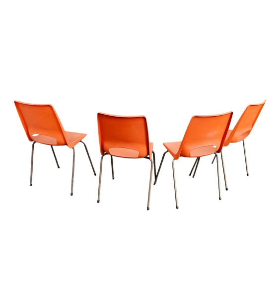 4 x Philippus Potter stacking chairs for Ahrend / Moulded seat / 1970s – Folding chairs (photo 6 of 14)