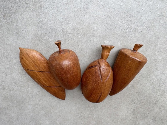 4x Vintage Houtdraaiwerk Handwerk Fruit #1 – Decoratieve objecten, Wood (photo 2 of 6)