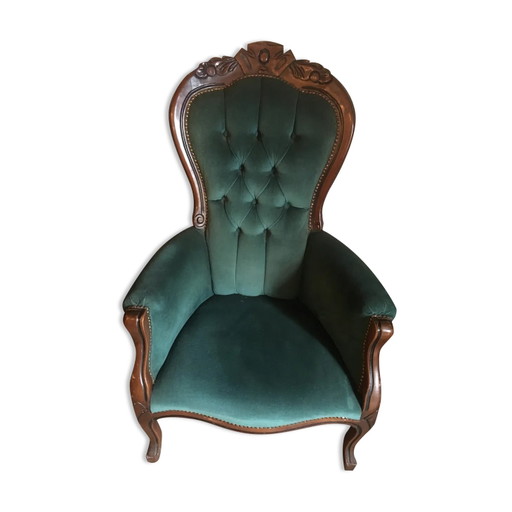 Voltaire fauteuil in groen fluweel