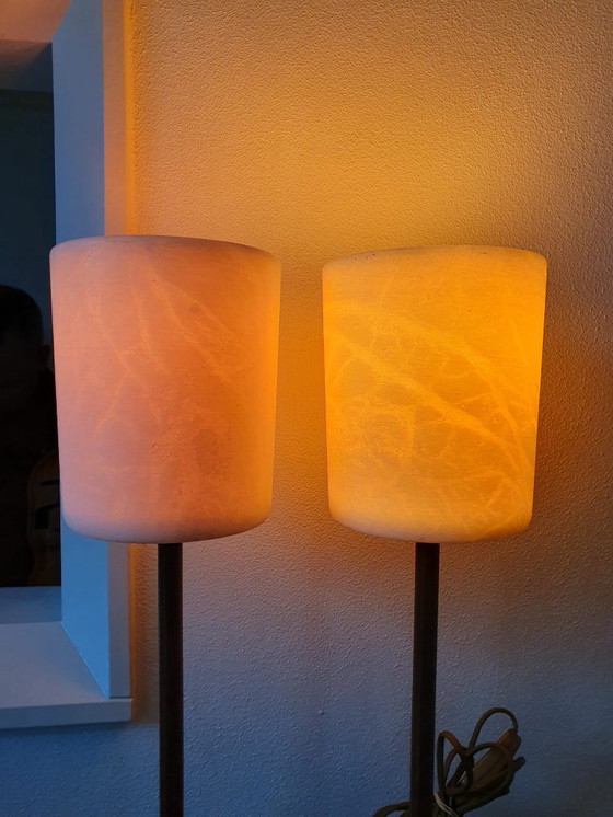 Image 1 of 2 x table lamp with Alabaster shade