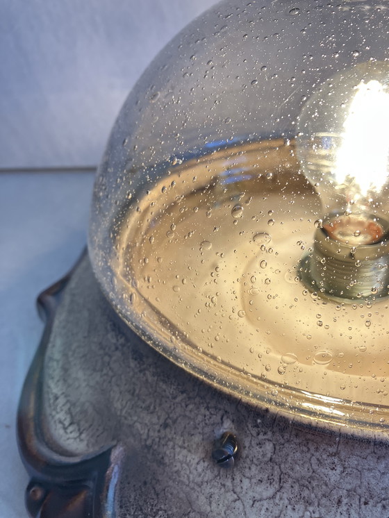 Image 1 of Pan Leuchten Vintage Fatlava Wandlamp Keramiek en Bubbelglas