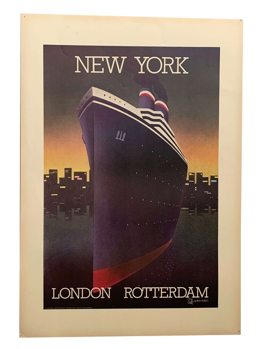 Transatlantic cruise poster by Keith Tirrell, USA, 70s