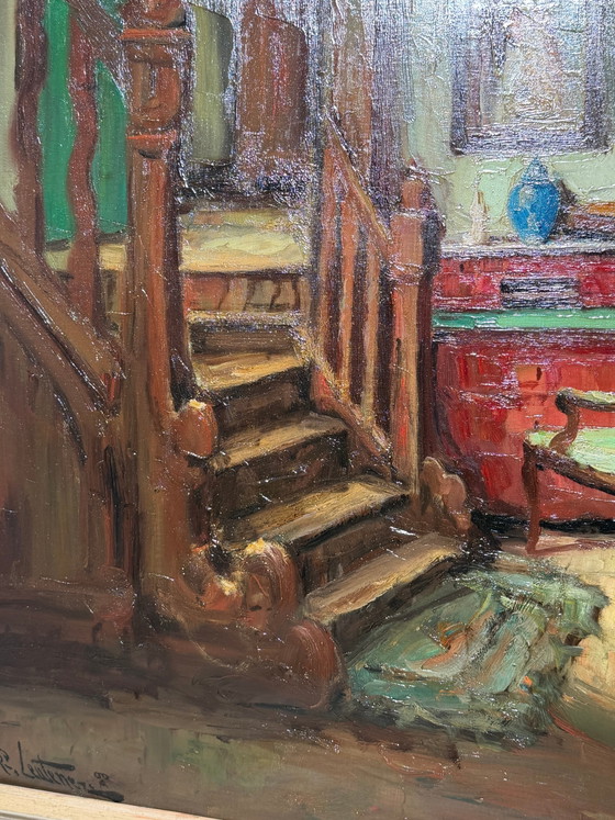 Richard Leutenez - Oil on Canvas - Interior with Staircase – Paintings & Drawings (photo 6 of 7)