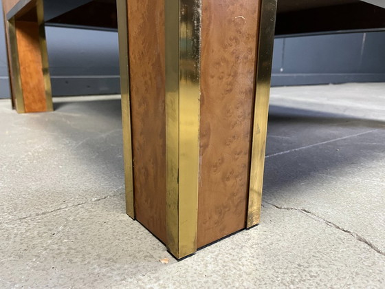 Image 1 of Tavolino da caffè in ottone e radica di Jean Claude Mahey, anni '70