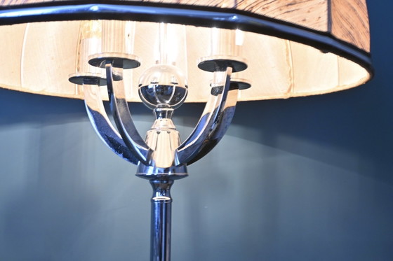 Image 1 of Lampada da terra anni '70 con base cromata e paralume a ombrello