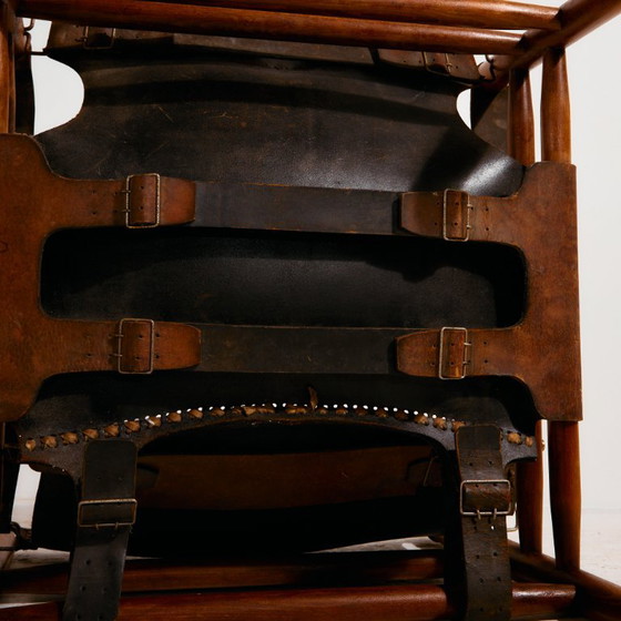 MK10957 Hongaarse kalfslederen loungestoel, Fauteuils, Metaal, Leer, Bruin, Vintage (foto 22 van 26)