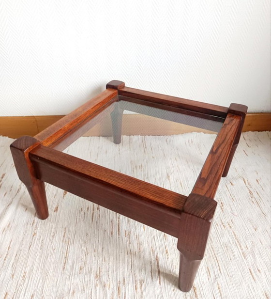 Image 1 of Tavolino da caffè scandinavo in legno e vetro