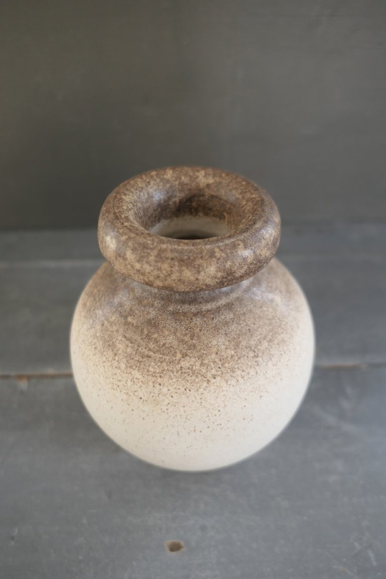 Image 1 of Vintage set of round vases in cream and brown tones