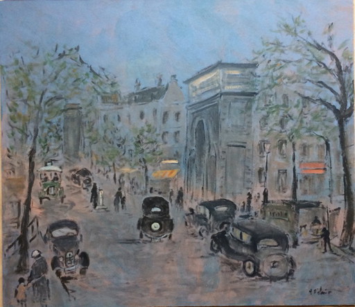 Oil on panel by the painter Henry Saint-Clair (1899-1990) "The Saint-Martin Gate in Paris"