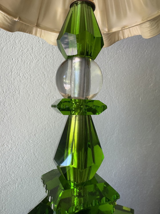 Image 1 of Art Deco emerald crystal lamp