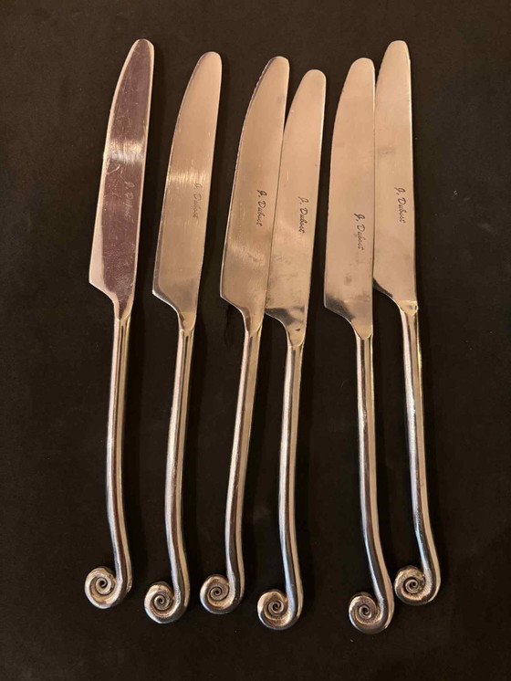 Image 1 of Set di posate a spirale Jean Dubost: posate French Twist, decoro brutalista