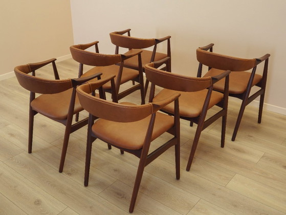 Image 1 of Set van zes teakhouten stoelen, Deens design, jaren 70, gemaakt in Denemarken.