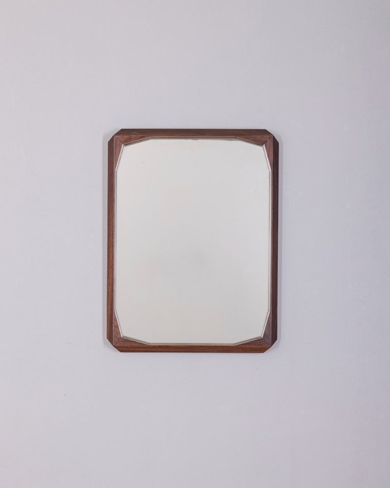 Image 1 of VINTAGE 1960s WALNUT WALL MIRROR DESIGNED BY DINO CAVALLI