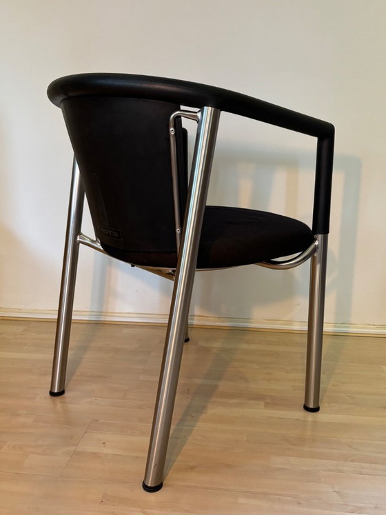 Flexform design stoel, Zwart met geborsteld staal. – Vergaderstoel, Plastic (photo 4 of 11)