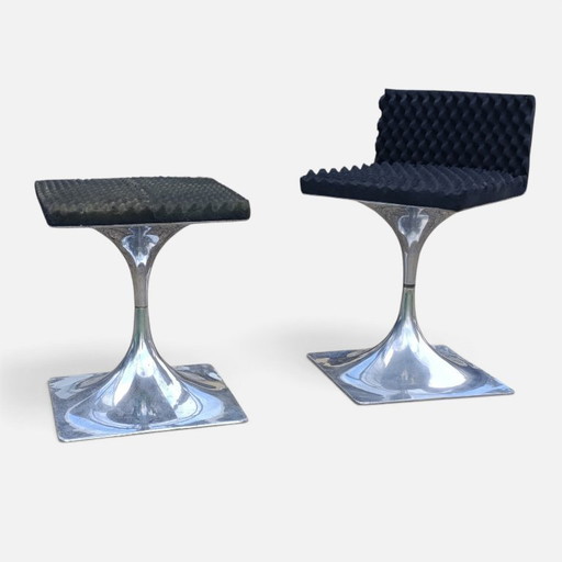 Roger Tallom M400 Low Chair 1960s Lcloche France Chair Only – stoelen fauteuils, Metal, Aluminium (photo 2 of 5)