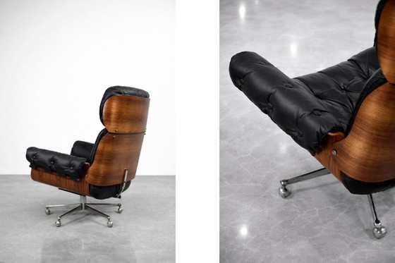 Image 1 of Vintage Mid-Century Modern Swiss Leather&Bentwood Lounge Chair by Martin Stoll for Giroflex, 1960s