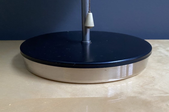 Image 1 of Table lamp in black metal and white glass, by Kamenicky Senov 1960s