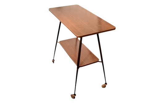 Table Desserte À Roulettes En Formica Chocolat L73xP36xH74cm, Vintage – serveerwagens, Metal, Wood
