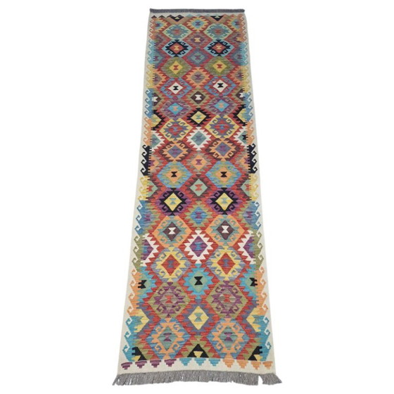 Handgeweven wollen loper – Maimana platweefsel (305 x 90 cm) – Vloerkleden en tapijten, Wool (photo 4 of 5)